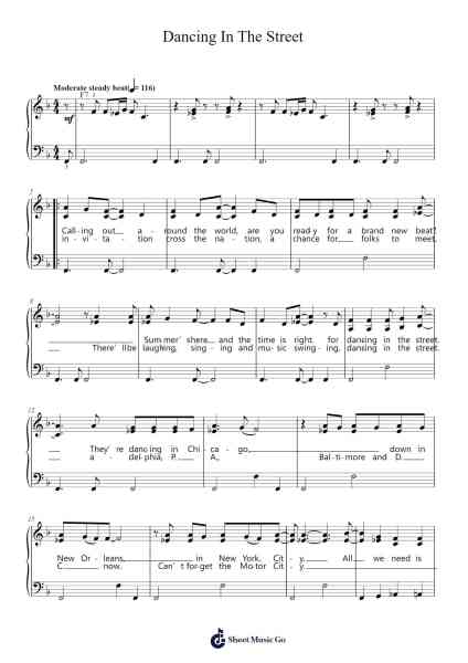 Dancing In The Street Sheet Music by Martha and The Vandellas-Arr.Ruthives Sibylxy