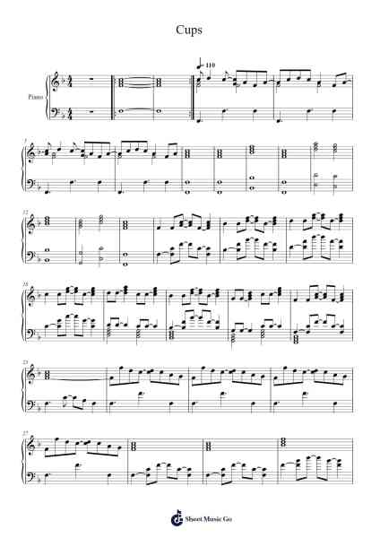 Cups Sheet Music by Anna Kendrick-Arr.Jecie Youngjean