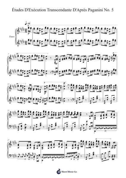 Études d'exécution transcendante d'après Paganini, S.140 No. 5 "La Chasse" Sheet Music by Franz Liszt-Arr.Hughwe Ferpys