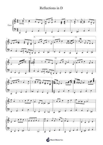 Reflections in D Sheet Music by Duke Ellington-Arr.Humlop