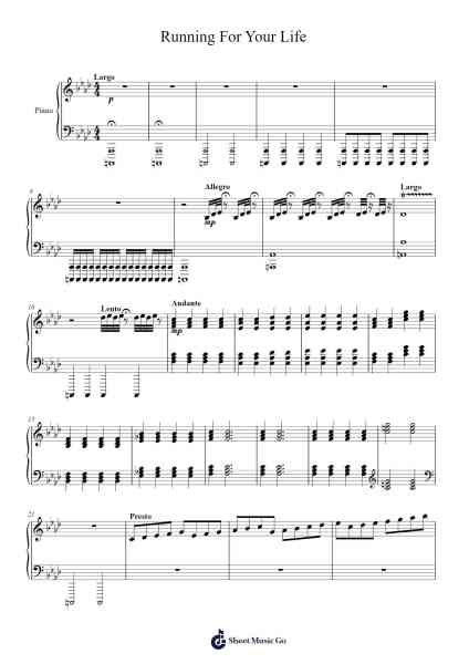 Running For Your Life Sheet Music by marcussunlee-Arr.Kaygill Clarcarr