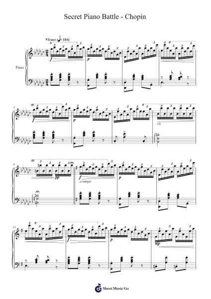 Secret Piano Battle - Chopin Sheet Music by Frédéric Chopin-Arr.Blithediah