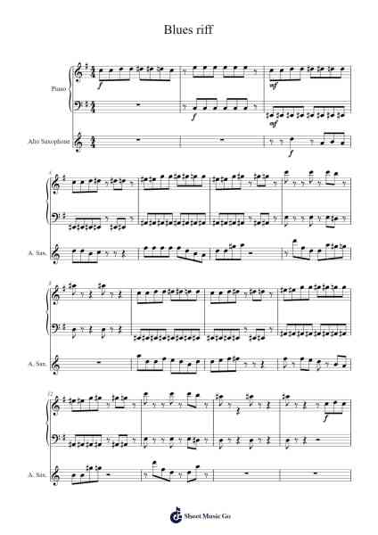 Blues riff Sheet Music by Delaney Caldwell-Arr.Reylot