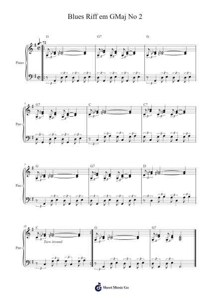 Blues Riff em GMaj No 2 Sheet Music by Danilo Estrela-Arr.Betbur
