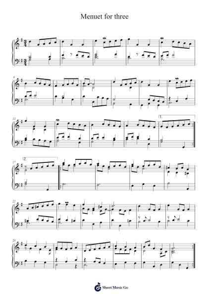 Menuet in G Major, BWV Anh. 114 Sheet Music by Christian Petzold-Arr.Toutpeg