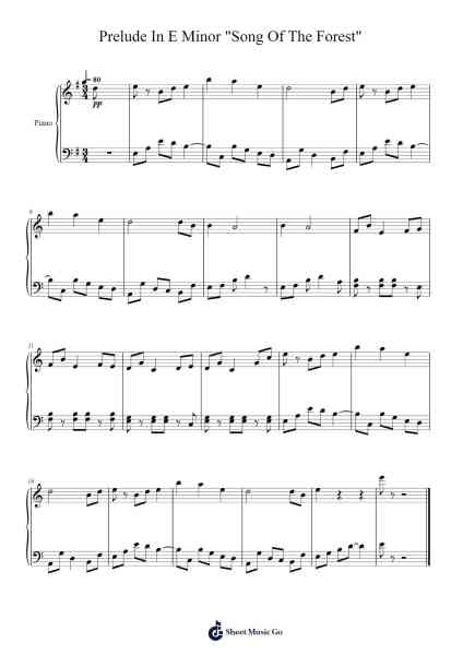 Prelude In E Minor "Song Of The Forest" Sheet Music by Sebastian W.-Arr.Inbuck
