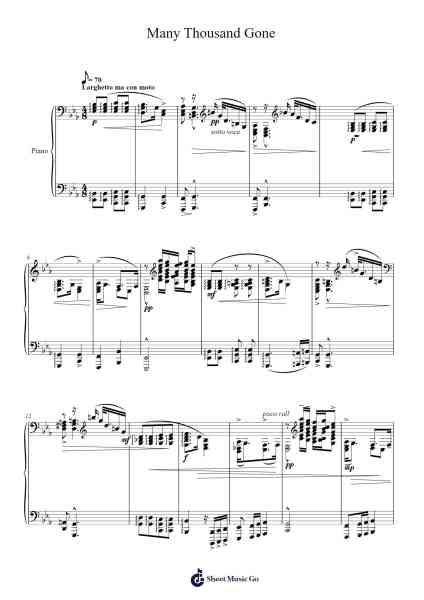 Many Thousand Gone Sheet Music by Samuel Coleridge-Taylor-Arr.Taters Jonkyle
