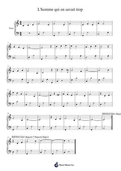 L'homme qui en savait trop Sheet Music by -Arr.Pulsing