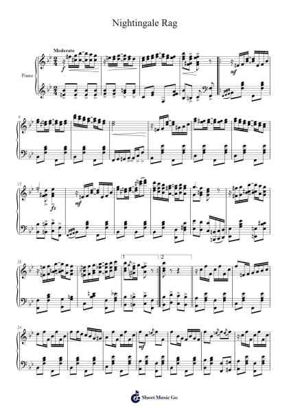 Nightingale Rag (1914) 樂譜由 Lester Sill - 編曲 Loborn Chadrie