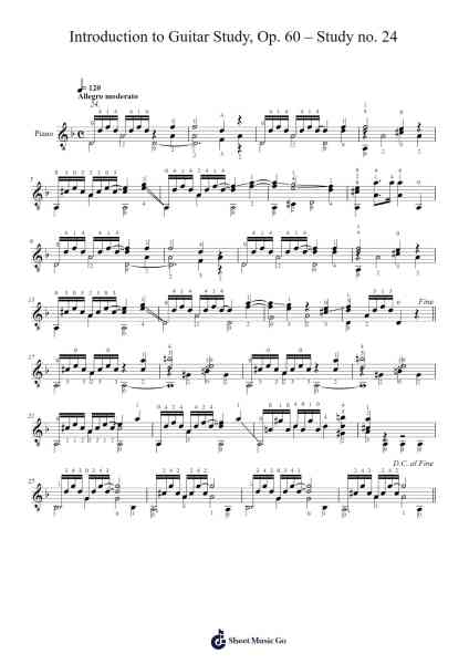 Introduction to the Study of the Guitar, Op. 60, No. 24 Sheet Music by Fernando Sor-Arr.Dilliz Woolfsil