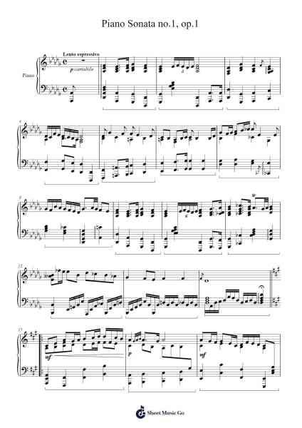 Piano Sonata no.1, op.1 Sheet Music by Karl Friedrich Schuster-Arr.Leoduke Hodwey