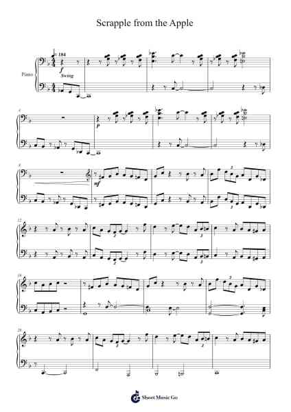 Scrapple from the Apple Sheet Music by Charlie Parker-Arr.Weschey