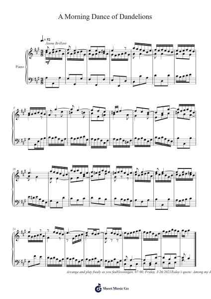 A Morning Dance of Dandelions Sheet Music by Toursbur-Arr.Besquinn
