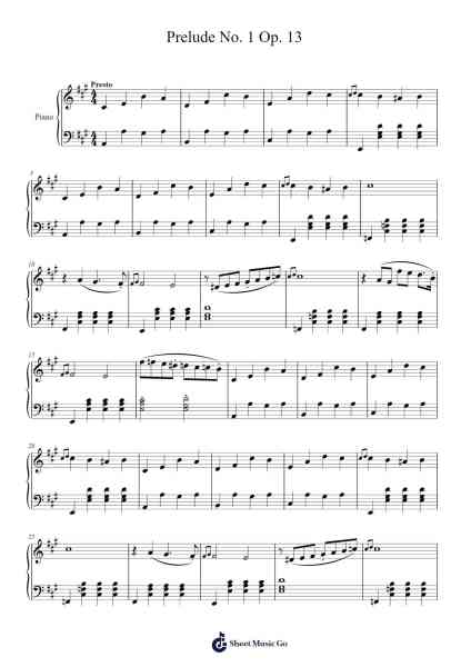 Prelude No. 1 Op. 13 Sheet Music by ...etc...-Arr.Krisrol Petthew