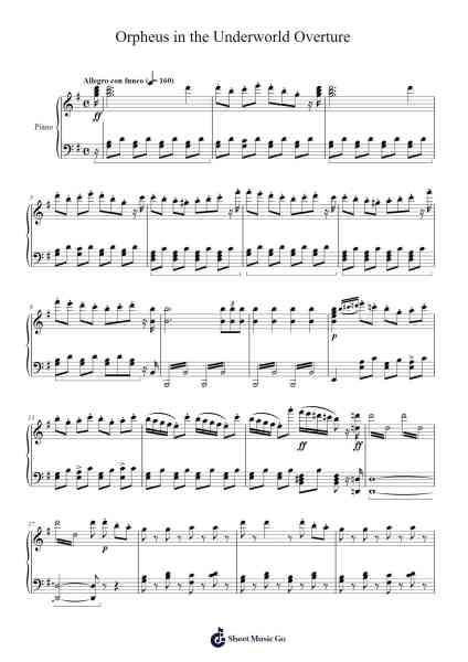 Orpheus in the Underworld Overture Sheet Music by Jacques Offenbach-Arr.Janejill Mooca