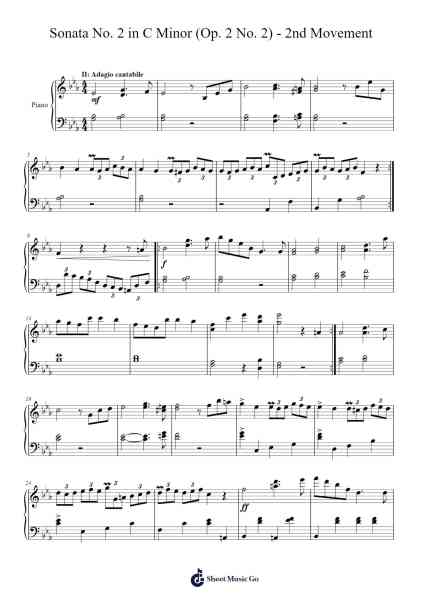 Sonata No. 2 in C Minor, Op. 2 No. 2: II. Adagio Sheet Music by Moulduke-Arr.Yetjeames Sailsdia