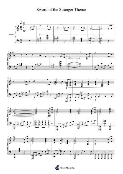 Sword of the Stranger Theme Sheet Music by Naoki Sato-Arr.Wattle