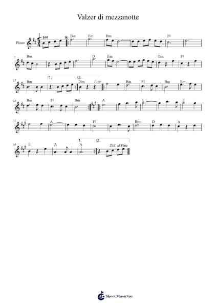 Valzer di mezzanotte Musica per pianoforte di Misc tunes - Arr.Faitheten Finntham