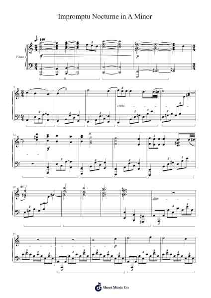 Impromptu Nocturne in A Minor Musica per pianoforte di officialMozarrt - Arr.Cocon
