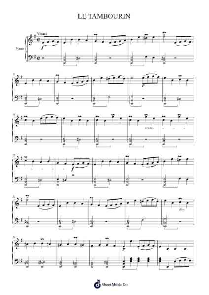 Le Tambourin Sheet Music by Jean-Philippe Rameau-Arr.Kyleyy