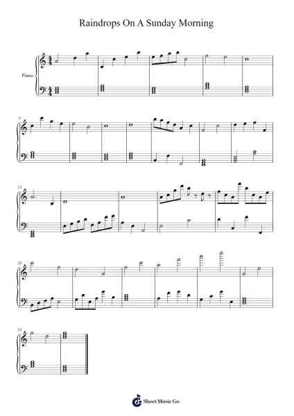 Raindrops On A Sunday Morning Ноты для фортепиано от Lucy Powell-Arr.Hobryce Cookeniei