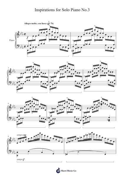 Inspirations for Solo Piano No.3 Sheet Music by Blalen Cybell-Arr.Huxdia