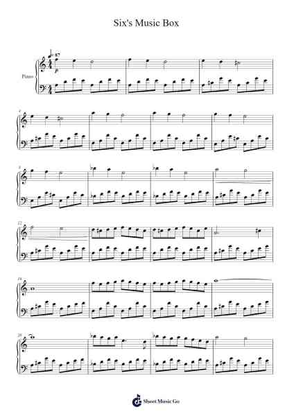 Six's Music Box Sheet Music by Eswe Murpys-Arr.Bloorvogt