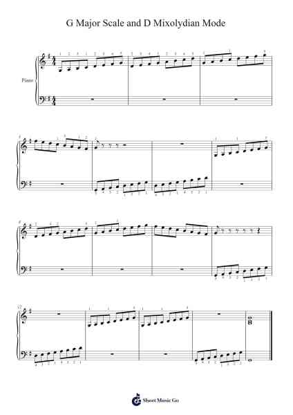 G Major Scale and D Mixolydian Mode Sheet Music by undefined-Arr.Goldtim
