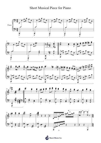 Short Musical Piece for Piano Sheet Music by Samuel D. Kubik-Arr.Macre Accer