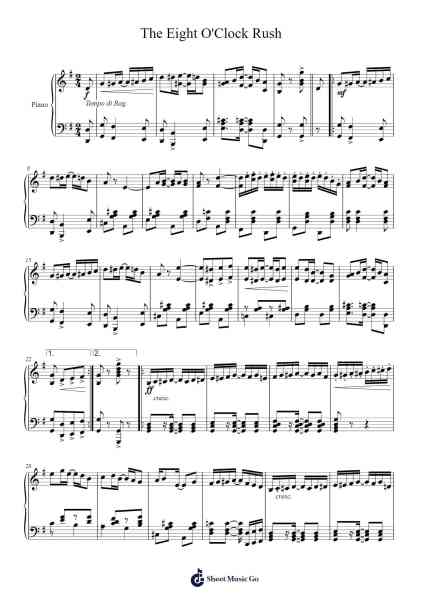 The Eight O'Clock Rush Sheet Music by Bess Elizabeth Rudisill Leech-Arr.Cyncer Raeh