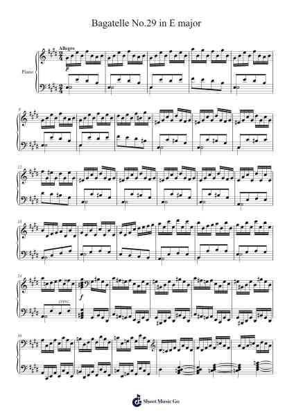 Bagatelle No.29 in E major Sheet Music by -Arr.Thornnah