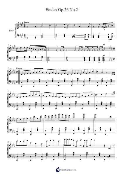 Études Op. 26 No. 2 Sheet Music by Genewat Duttret-Arr.Mollpag
