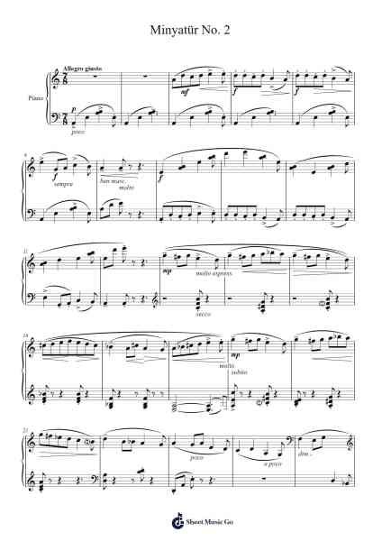 Minyatür No. 2 Sheet Music by Necil Kazım Akses-Arr.Fitchnolds Hartewy