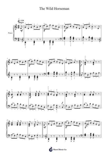 The Wild Horseman Sheet Music by Robert Schumann-Arr.Philley Mabna