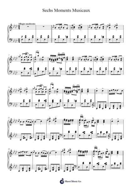 Sechs Moments Musicaux, D. 780 Sheet Music by Franz Schubert-Arr.Denre