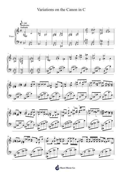 Variations on the Canon in C Sheet Music by George Winston-Arr.Bairddict Sasback