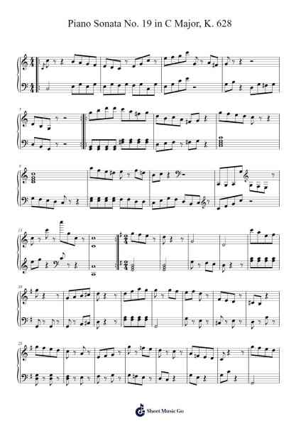 Piano Sonata No. 19 in C Major, K. 628 Sheet Music by Wolfgang Amadeus Mozart-Arr.Trismark