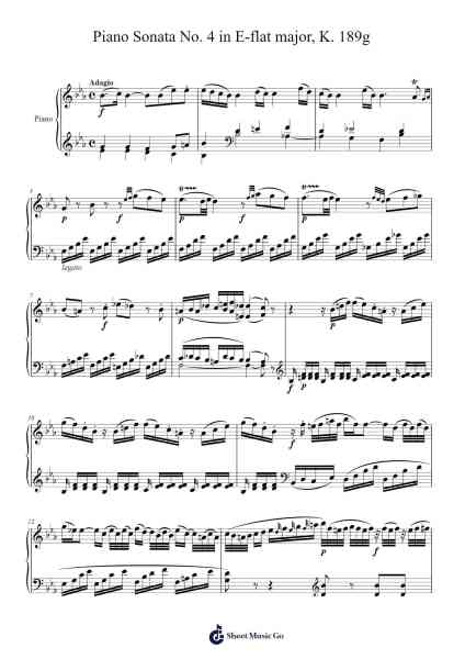 Piano Sonata No. 4 in E-flat Major, K. 282: I. Adagio Sheet Music by Wolfgang Amadeus Mozart-Arr.Ruthfitch Housed