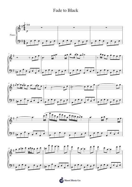 Fade to Black Sheet Music by Metallica-Arr.Yulegus