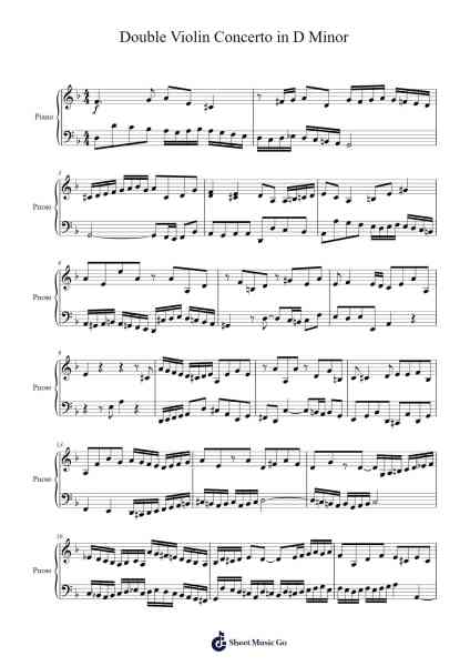 Concerto for Two Violins in D Minor, BWV 1043 Sheet Music by Johann Sebastian Bach-Arr.Marhum