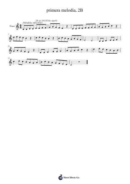 primera melodia, 2B Sheet Music by -Arr.Funkdrich Mansbing