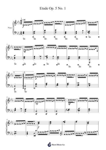 Etude Op. 5 No. 1 Sheet Music by Petvi-Arr.Jeamesgou
