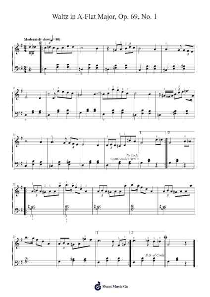 Waltz in A-Flat Major, Op. 69, No. 1 Sheet Music by Frédéric Chopin-Arr.Rexlin Clachad