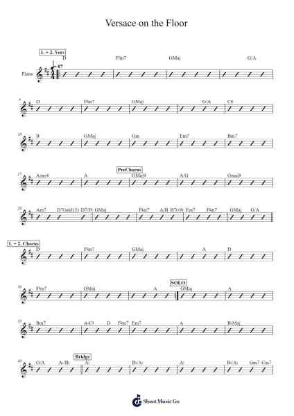 Versace on the Floor Sheet Music by Bruno Mars-Arr.Carlchols