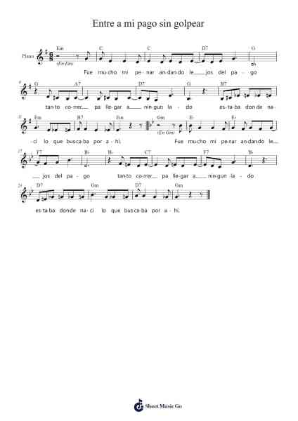 Entre a mi pago sin golpear Sheet Music by Peteco Carabajal-Arr.Wesquinn Bunmeg