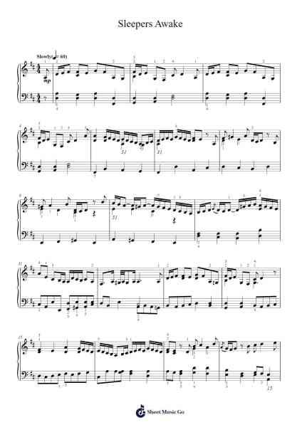 Wachet auf, ruft uns die Stimme, BWV 645 Sheet Music by Johann Sebastian Bach-Arr.Erchards