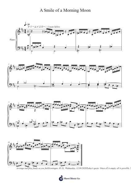 A Smile of a Morning Moon Sheet Music by Toursbur-Arr.Abralph Strares