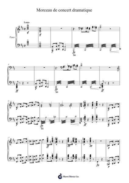 Morceau de concert dramatique Sheet Music by Loudan Stradinoff-Welkinstein-Arr.Bairdxy
