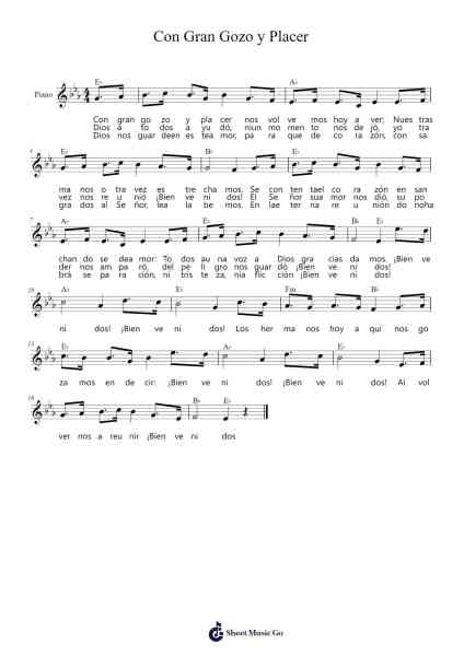 Con Gran Gozo y Placer Sheet Music by J. R. Murray-Arr.Malke Wordby