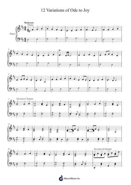 12 Variations on "Ode to Joy" Sheet Music by Ludwig van Beethoven-Arr.Gorliz